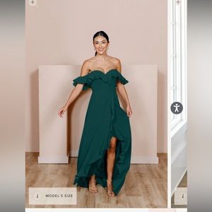 Revelry Emerald Off-Shoulder Dress